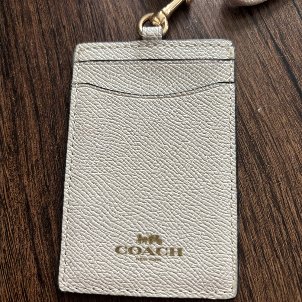 Coach Cream Card Holder with Lanyard - Picture 3 of 3